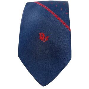 Christian Dior | Men's Navy and Red Mixed Print Tie (One Size)